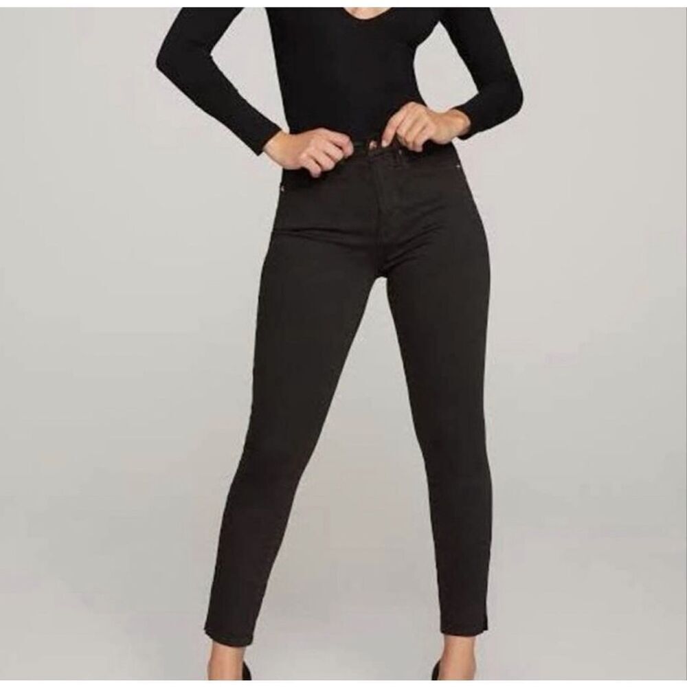 Good American Good Waist Crop Straight Jeans, Size 12 / 31 Black